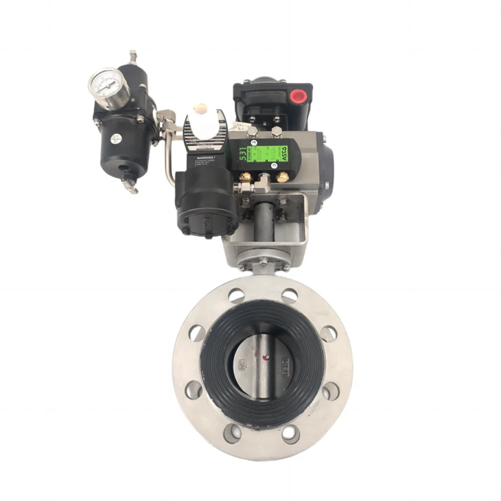 Katup Kupu-Kupu Flange Baja Tahan Karat Pneumatik